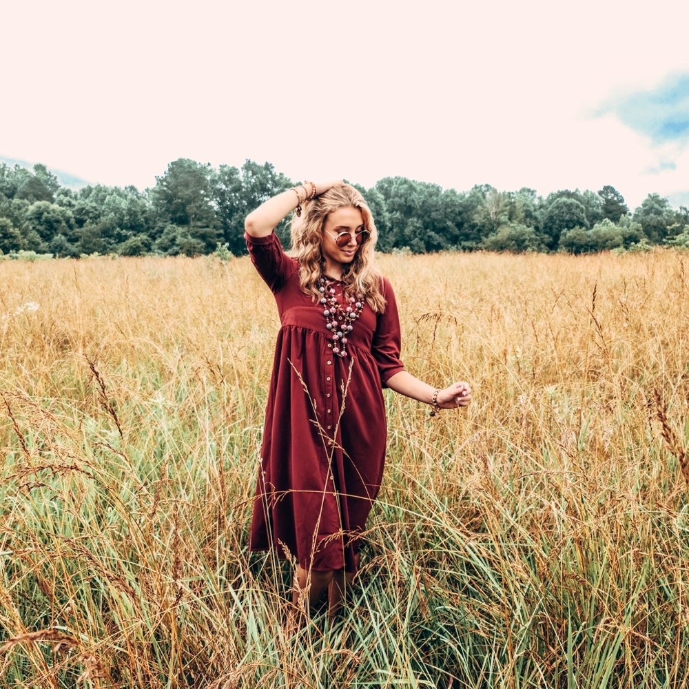 Corduroy burgundy dress